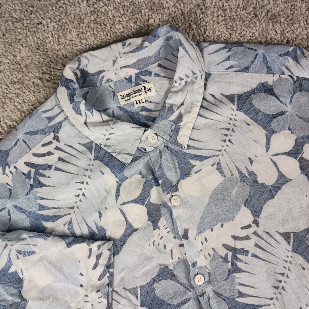 The Endless Summer Button Down Shirt Mens XXL Blue Pink Tropical Floral